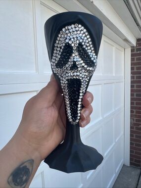 Rare Scream Ghost Face BLING rhinestone Drinking Goblet